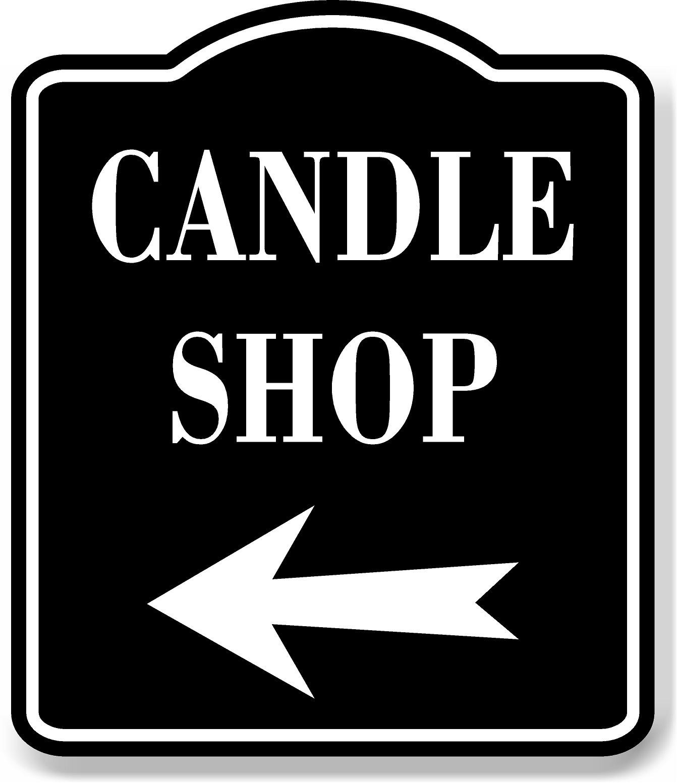 Candle Shop Left Arrow BLACK Aluminum Composite Sign