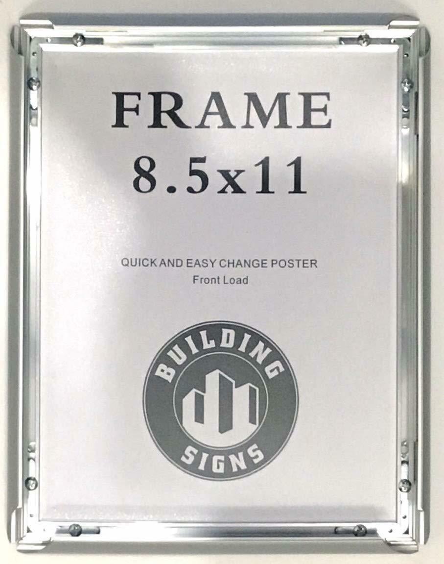 Silver Anodized Aluminum Front-load Easy Snap Picture Frame 8.5” x 11”