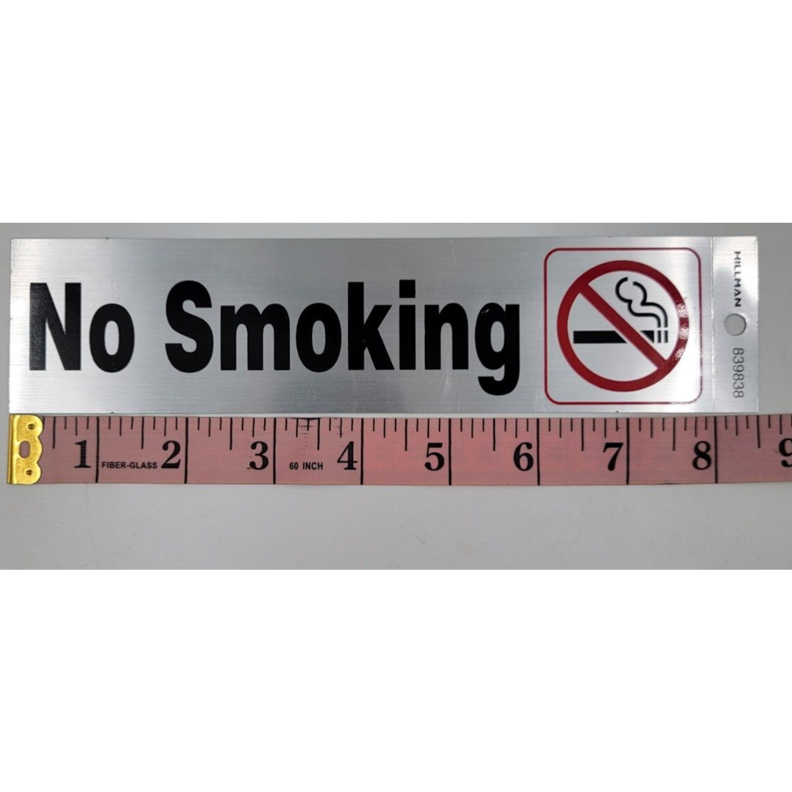 Hillman 839838, Black & Red Reflective No Smoking Sign Mylar 2×8 Self-Adhesive
