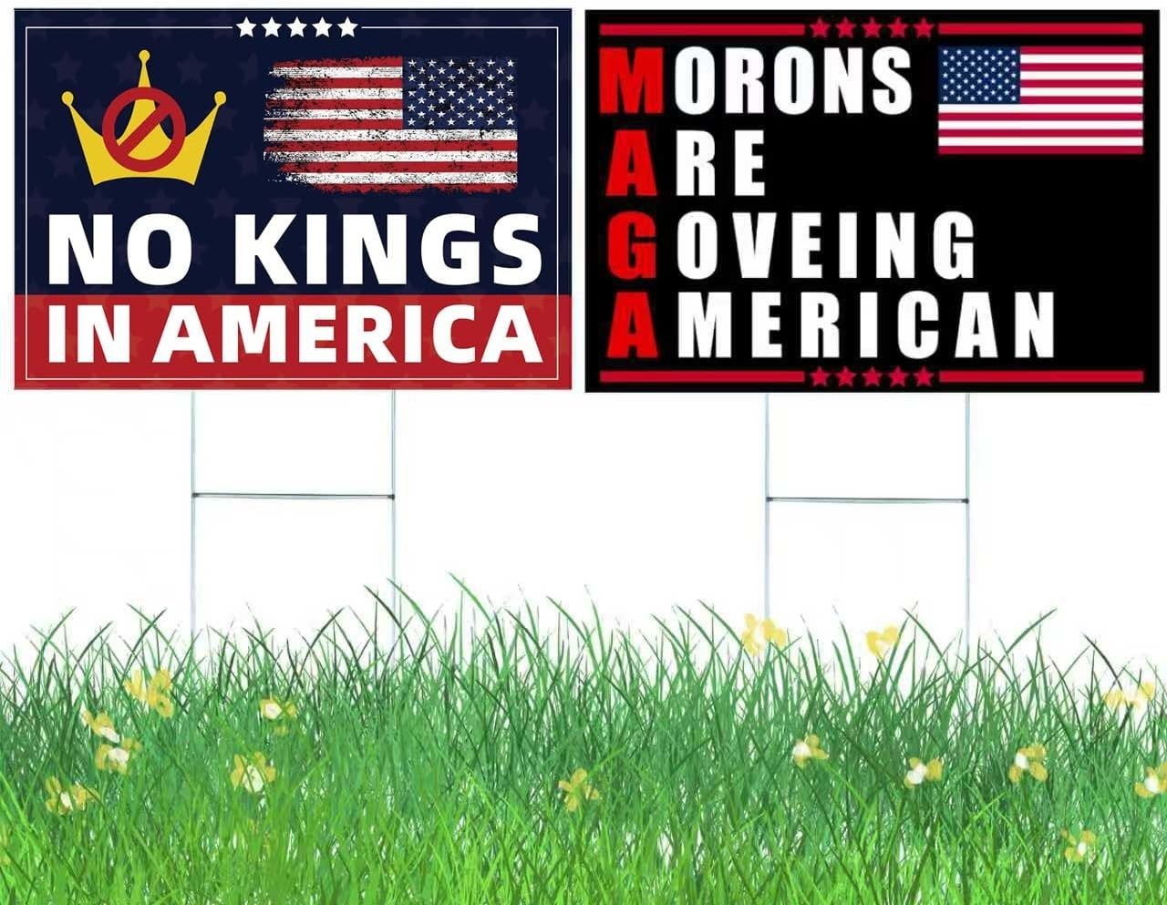 No Kings In America Sign 12&Prime;x18&Prime; Yard Signs 2-Pack