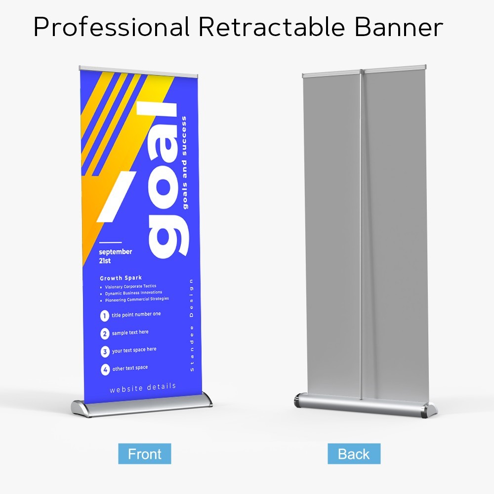 Premium Custom Retractable Banner 33&Prime;x81&Prime; with stand For Events – FREE DESIGN