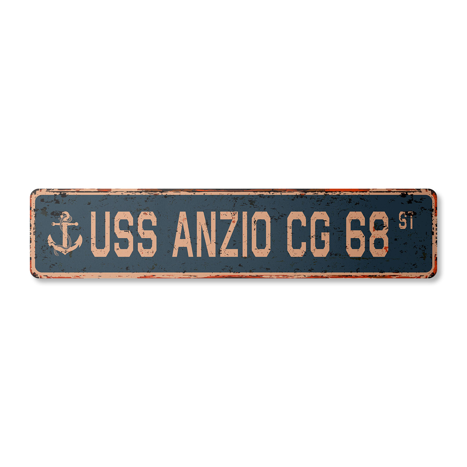 USS ANZIO CG 68 Vintage Street Sign us navy ship veteran sailor rustic gift