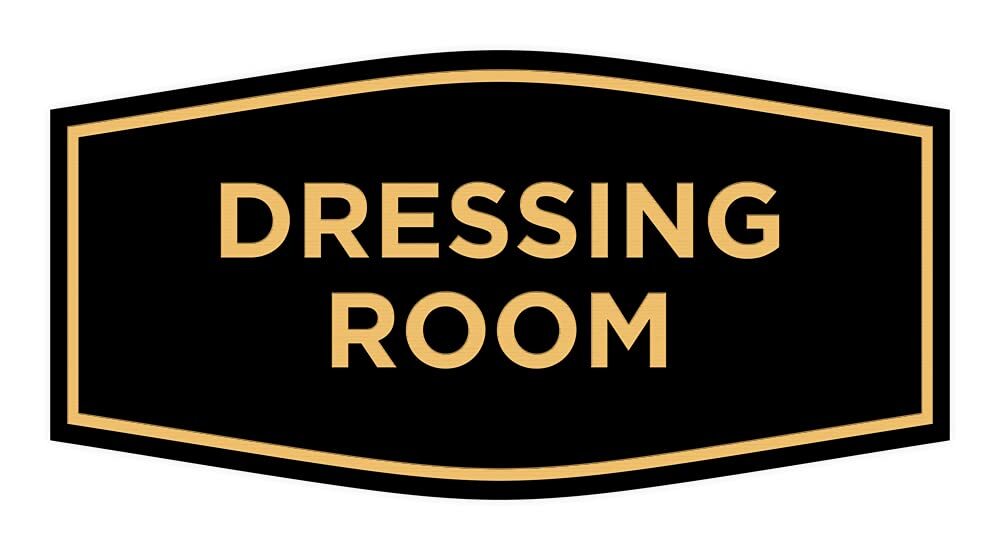 Dressing Room Sign Small Black/Gold Fancy Wall or Door Sign 1 Pack