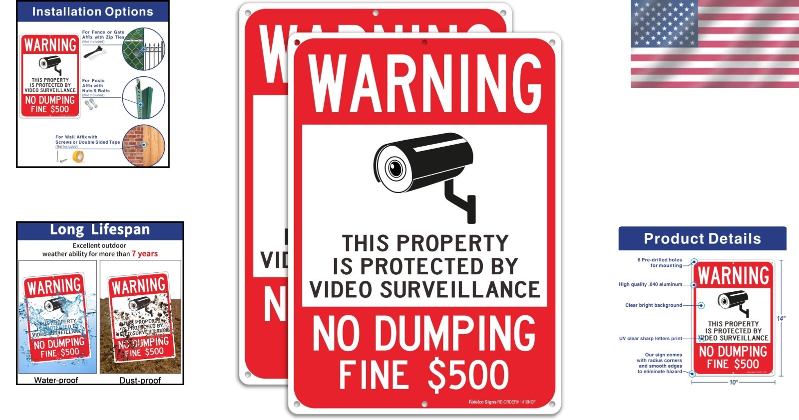 2 Pack Warning Surveillance Signs