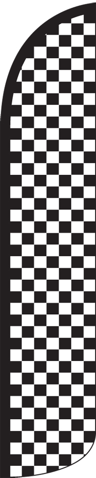 Checkered Black/White 15&prime; Tall Windless Swooper Feather Banner Flag & Pole Kit