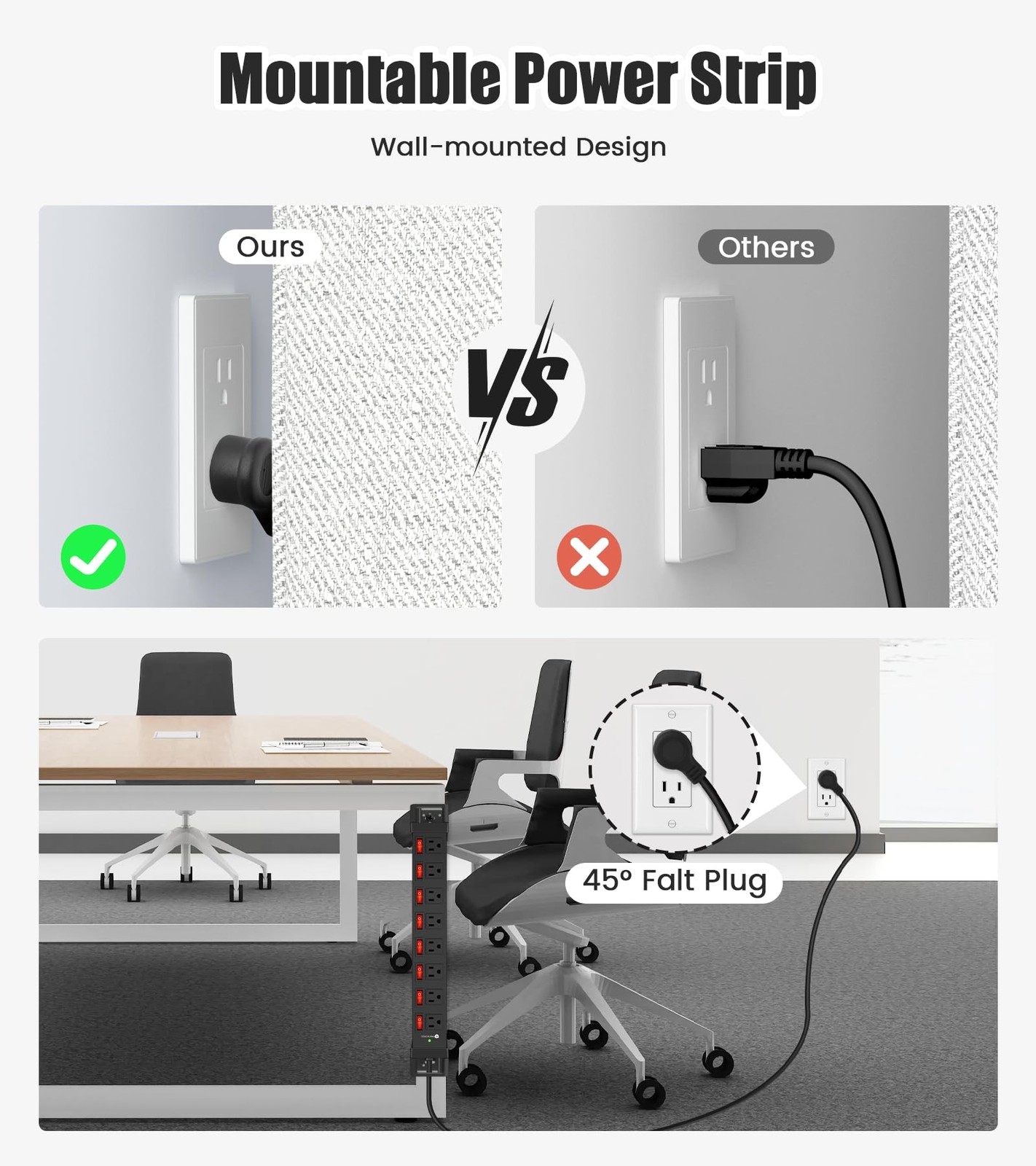 Heavy Duty Power Strip with Individual Switches,8 Outlets 14 Gauge Industrial…