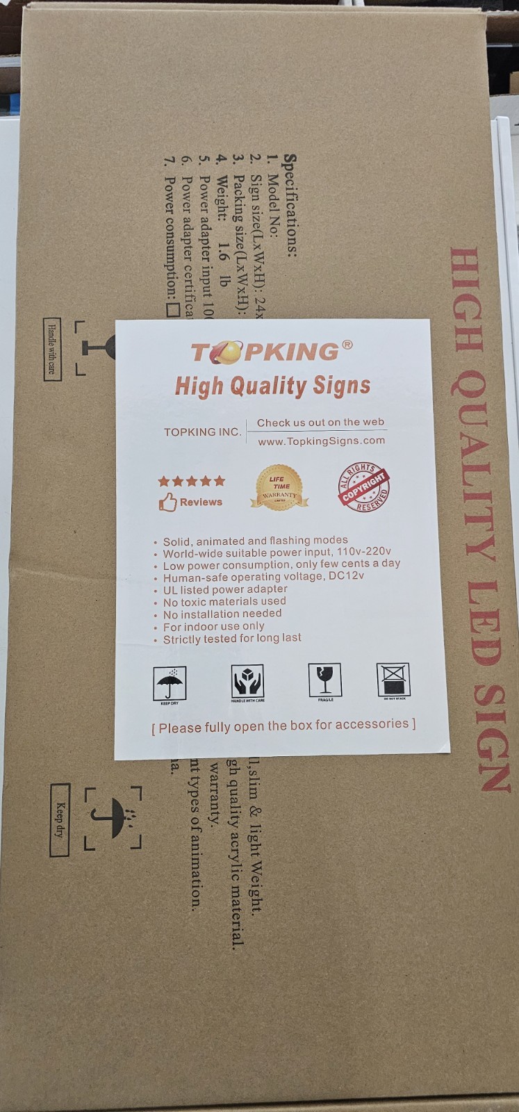 Tattoo Sign, 24&Prime;x12&Prime;, 60x30cm, TOPKING, LED