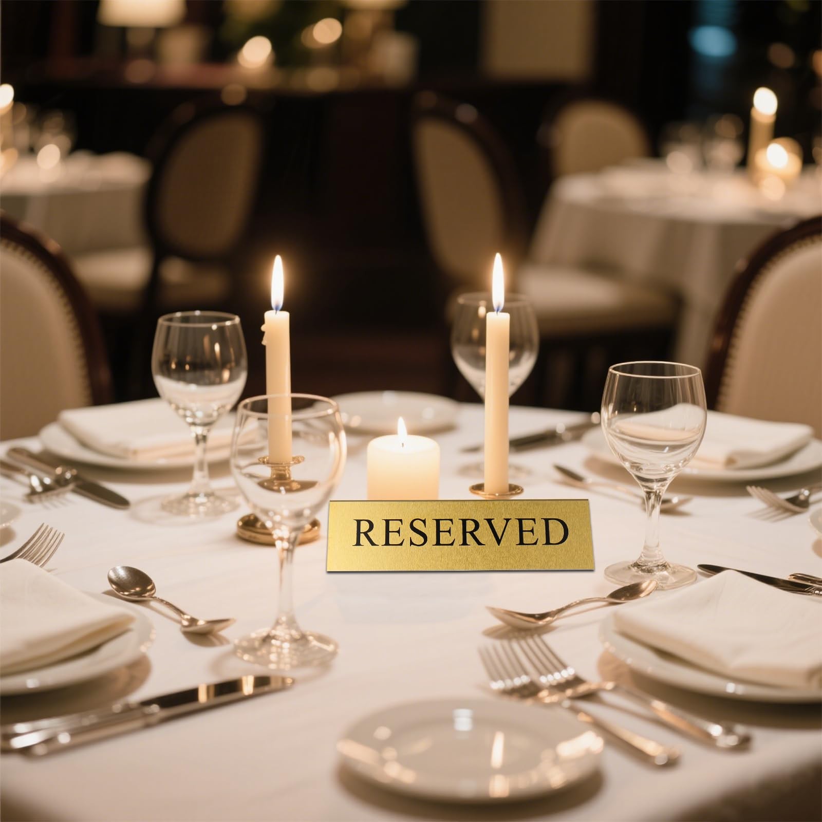 8 PCS Gold Metal Reserved Table Signs 6×1.6 Inch Double Sided Wedding Party