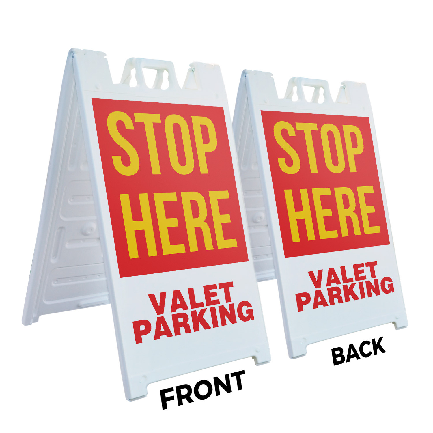 Stop Here Valet Parking Heavy Duty A-Frame Sidewalk Sign Traffic Control Clear