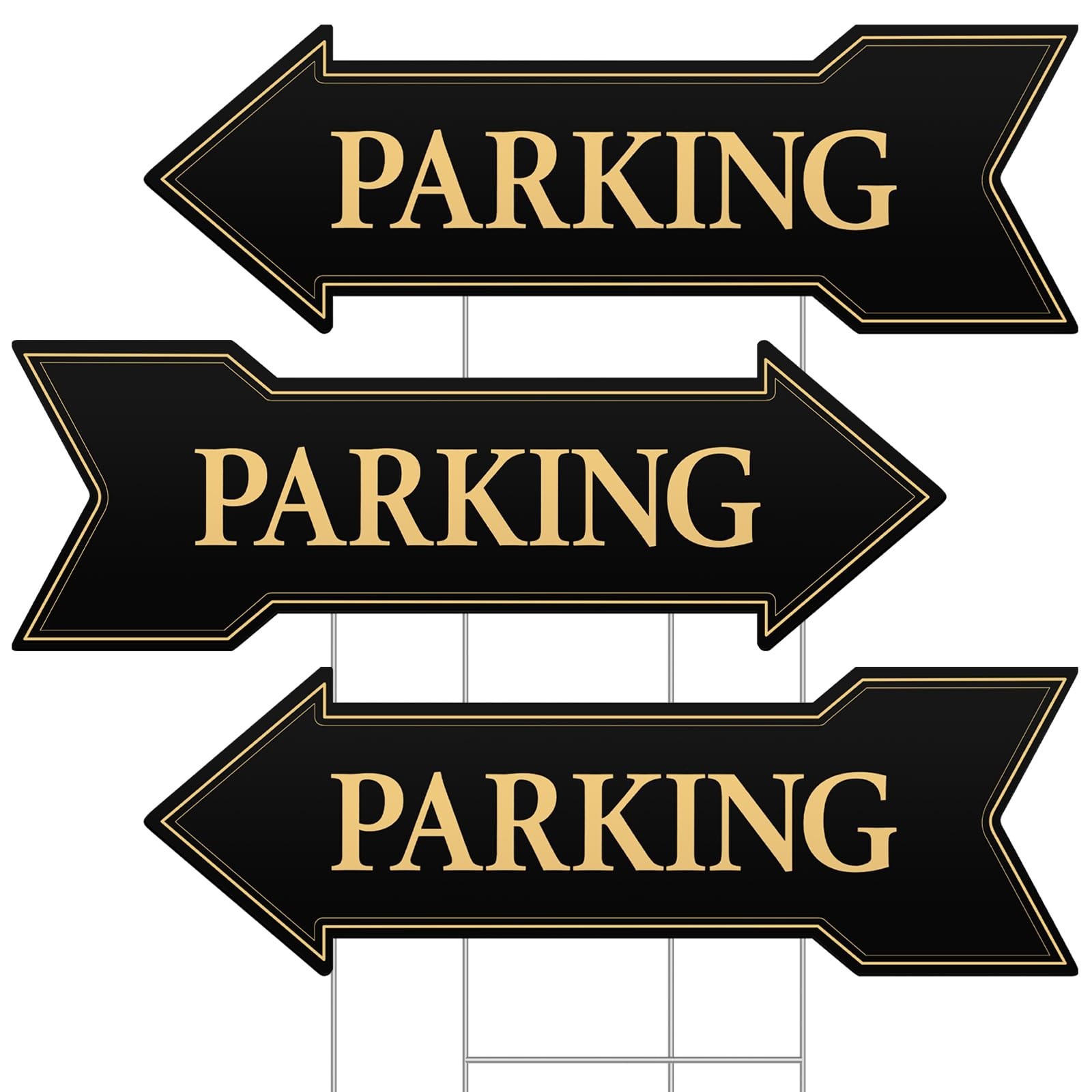 3-Pack Double-Sided Arrow Parking Signs with Metal Stakes – 17×6 Inch Wedding Ev