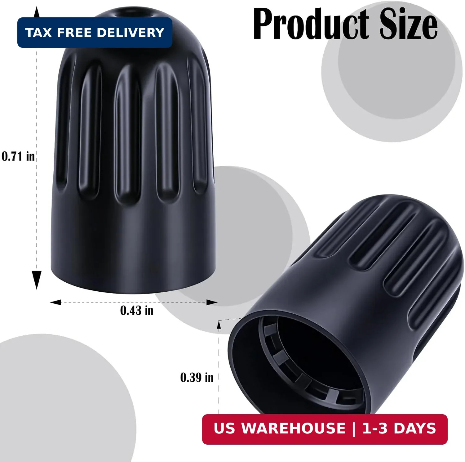 10PCS TPMS Tire Valve Long Stem Caps, Black Plastic Wheel Tire Valve Stem