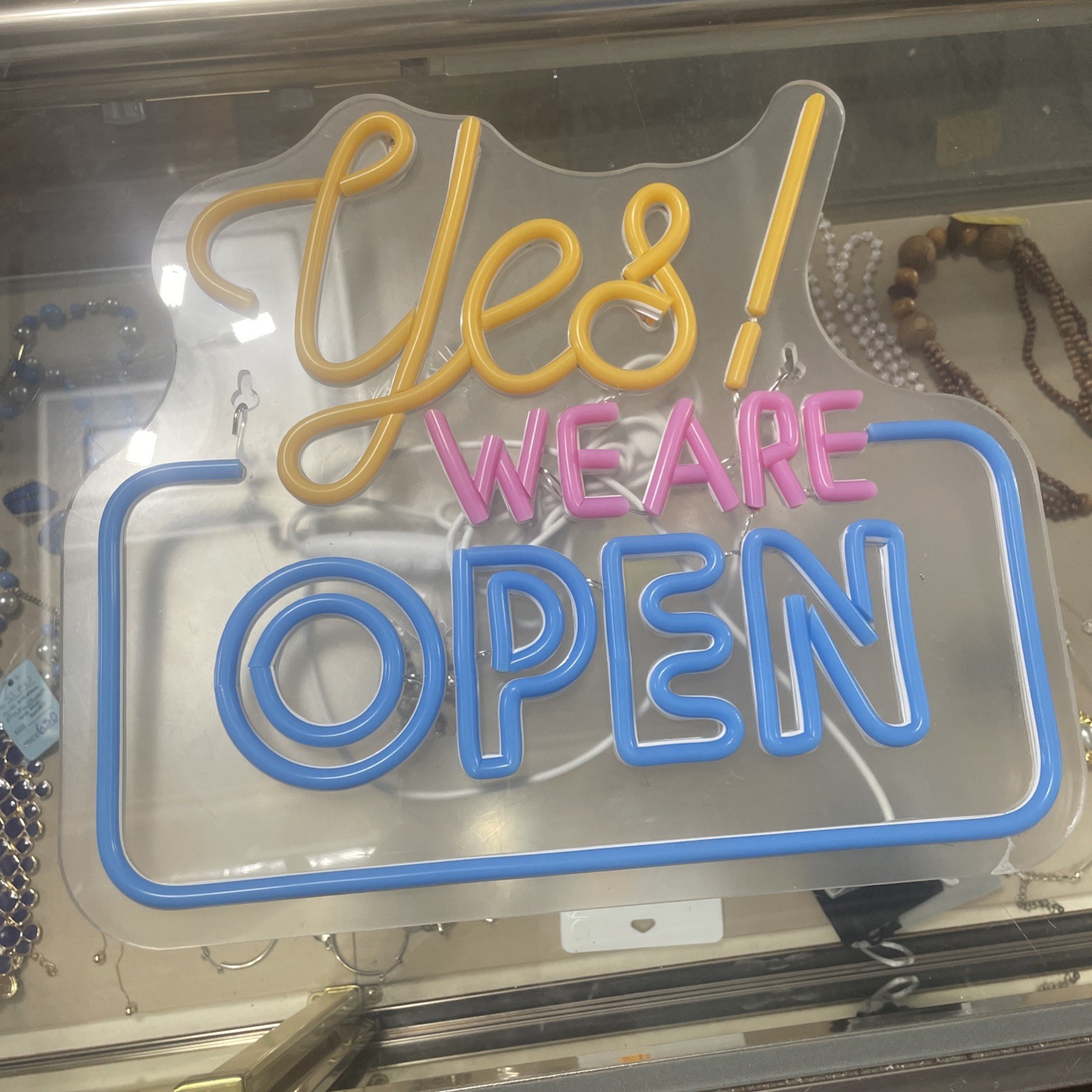 Yes We Are Open Led Sign for Business Neon Yellow pink blue