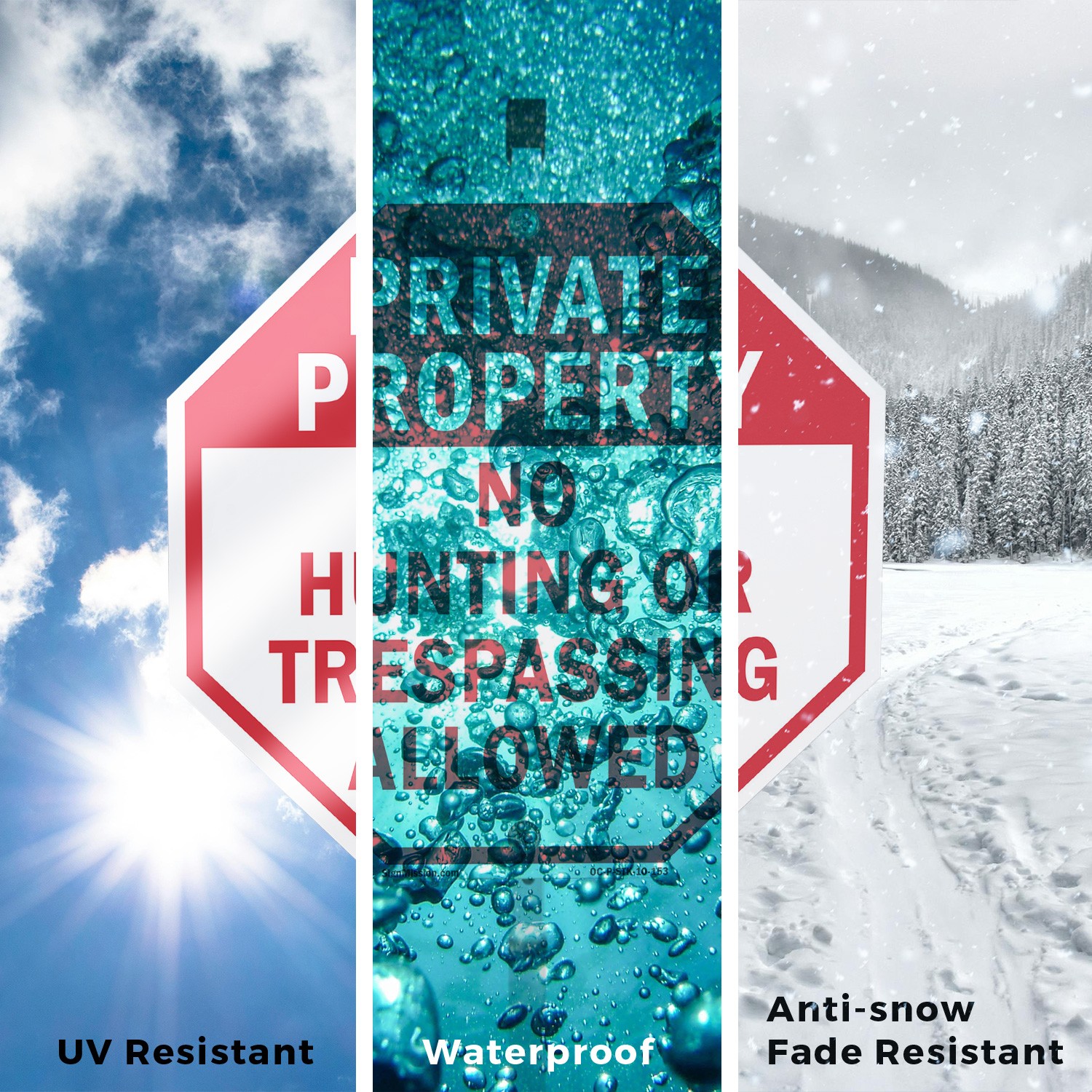 Private Property No Hunting or Tr Octagon Sign With Stake Weather Resistant