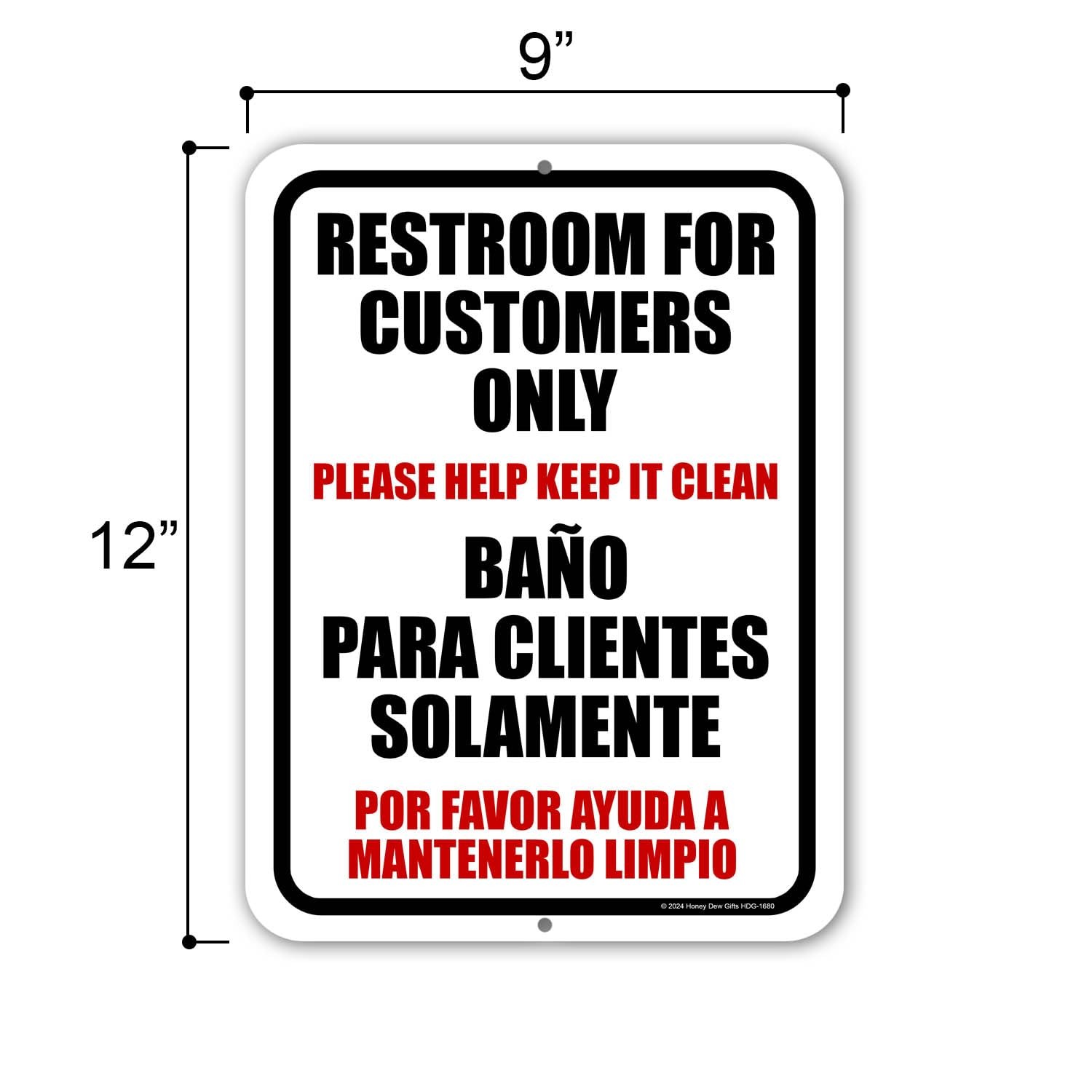Restroom Sign – Spanish &lsquo;Customers Only&rsquo; 9×12 inch Metal Office Sign HDG-1680