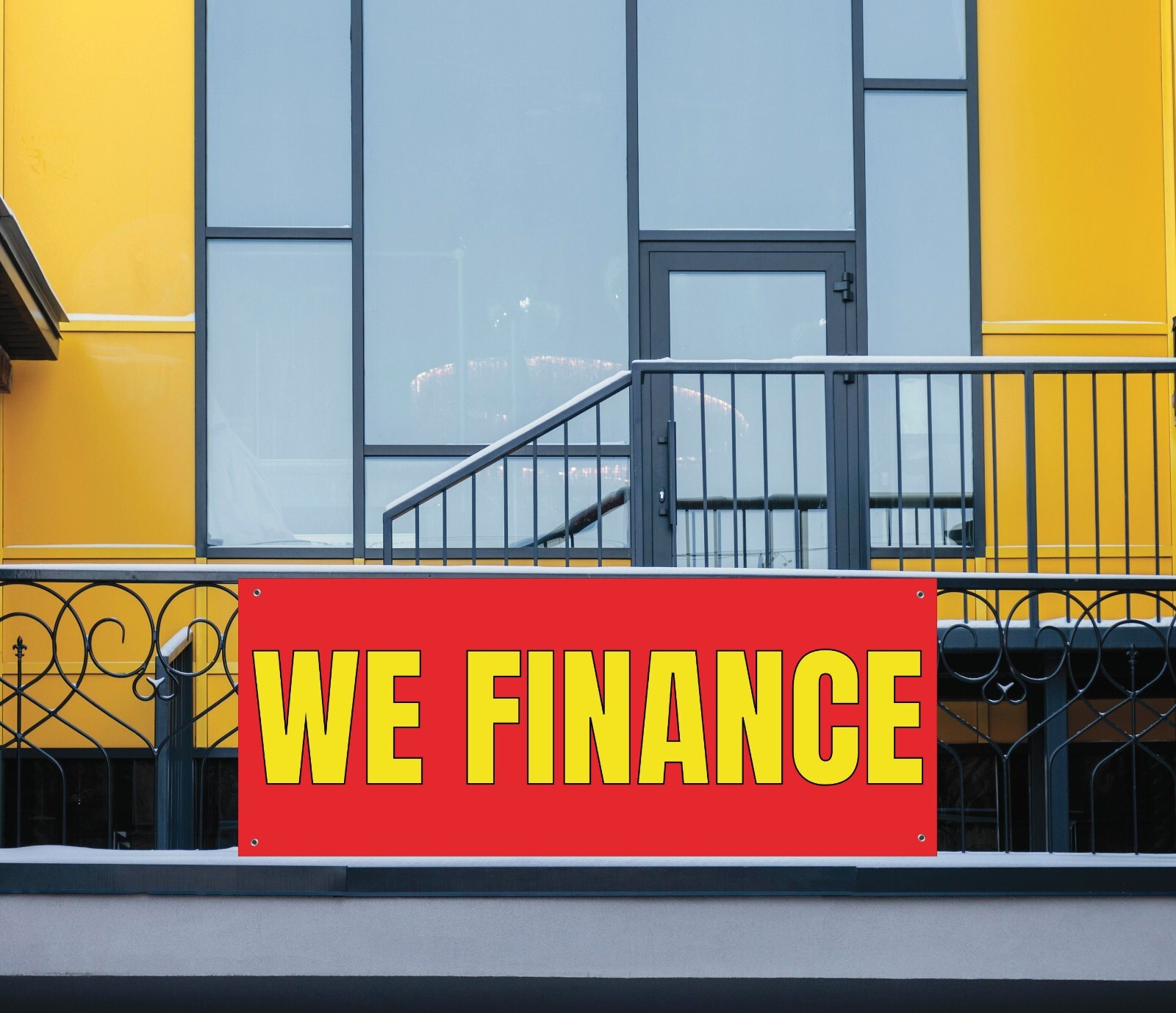 We Finance Banner Large Red Canvas Sign for Business Advertising 48×20 Inches
