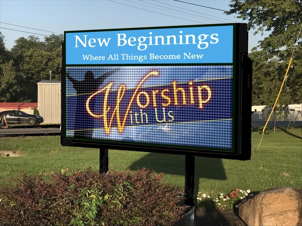 LED Sign Outdoor Full Color & integrated Lighted Cabinet on top 2 Sided Programm