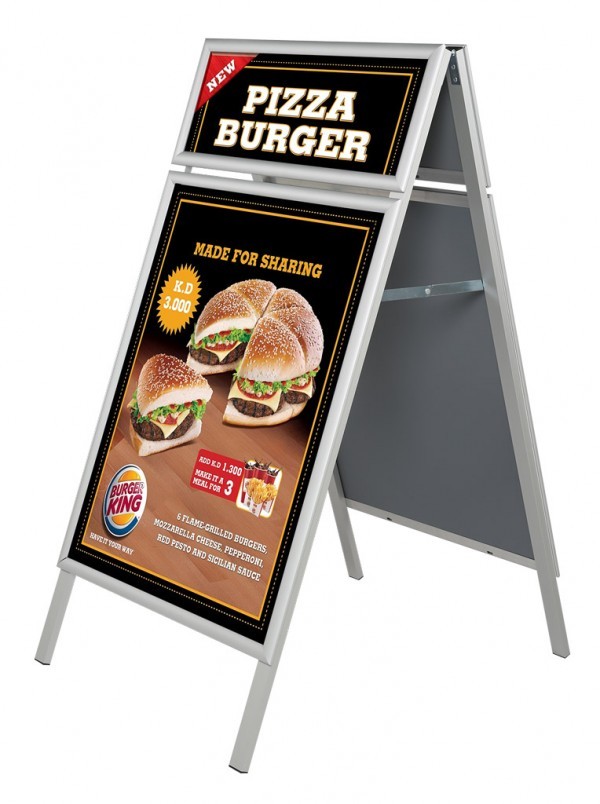 Sandwich Board Sidewalk Snap A-Frame Header Menu Holder Double Side 22×28 Silver