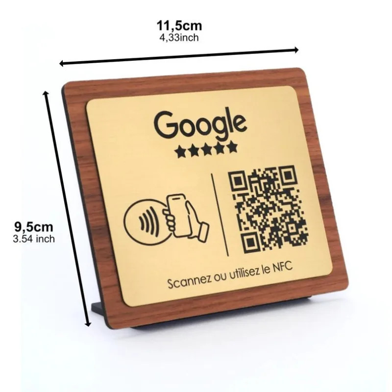 Personalized Engraved Wooden QR Code Easel (NFC) – Google Review Stand