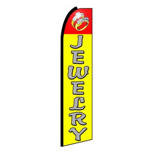 JEWELRY Red 3&prime; Wide Advertising Sign Swooper Feather Flutter Banner Flag Only