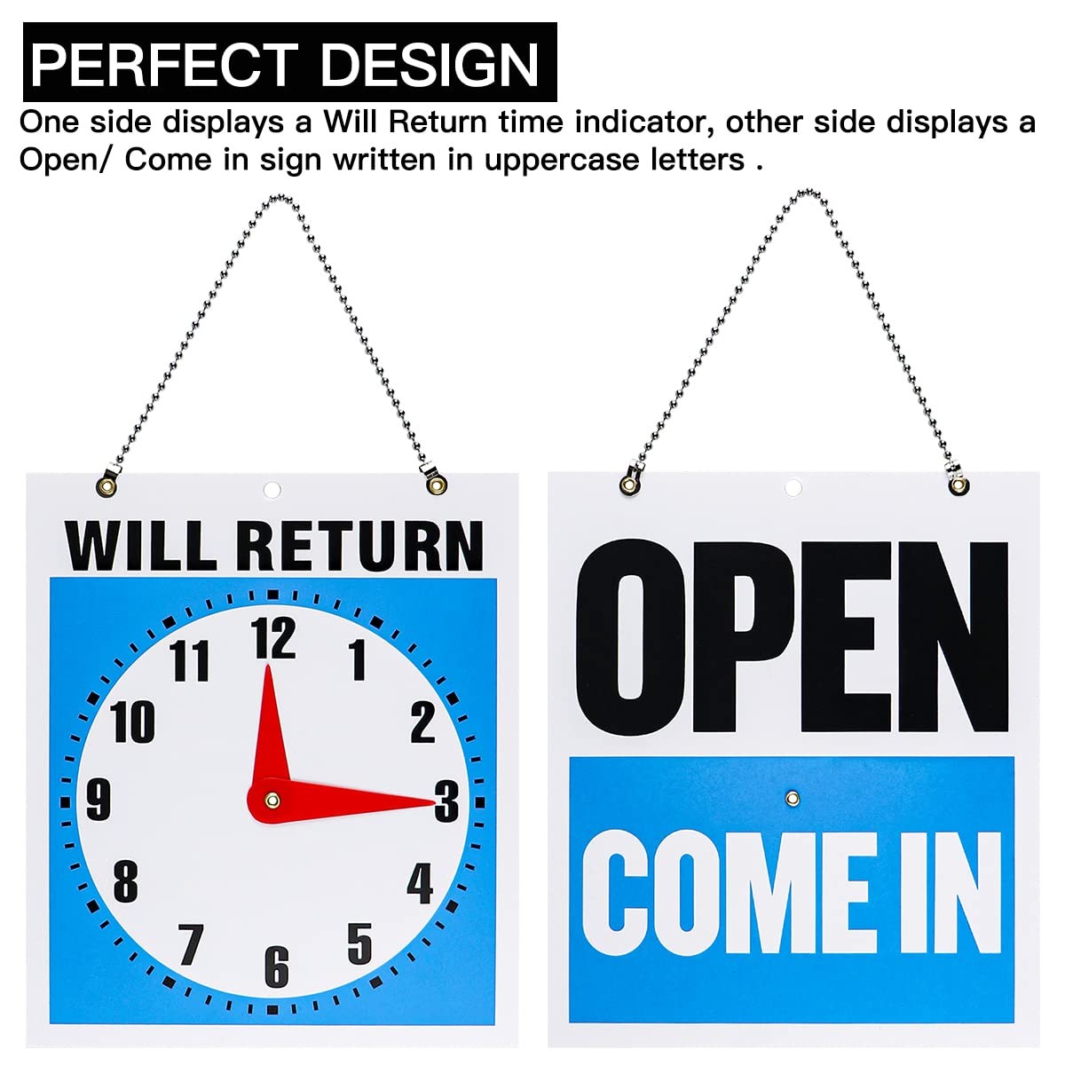 « Double-Sided Open/Closed Sign with Clock Hands for Business & Retail Use »