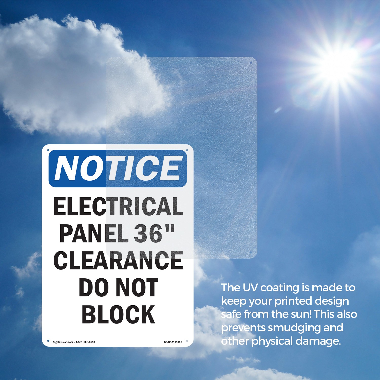 Electrical Panel 36 Clearance OSHA Notice Sign Metal Plastic, Decal 5 or 10 Pack
