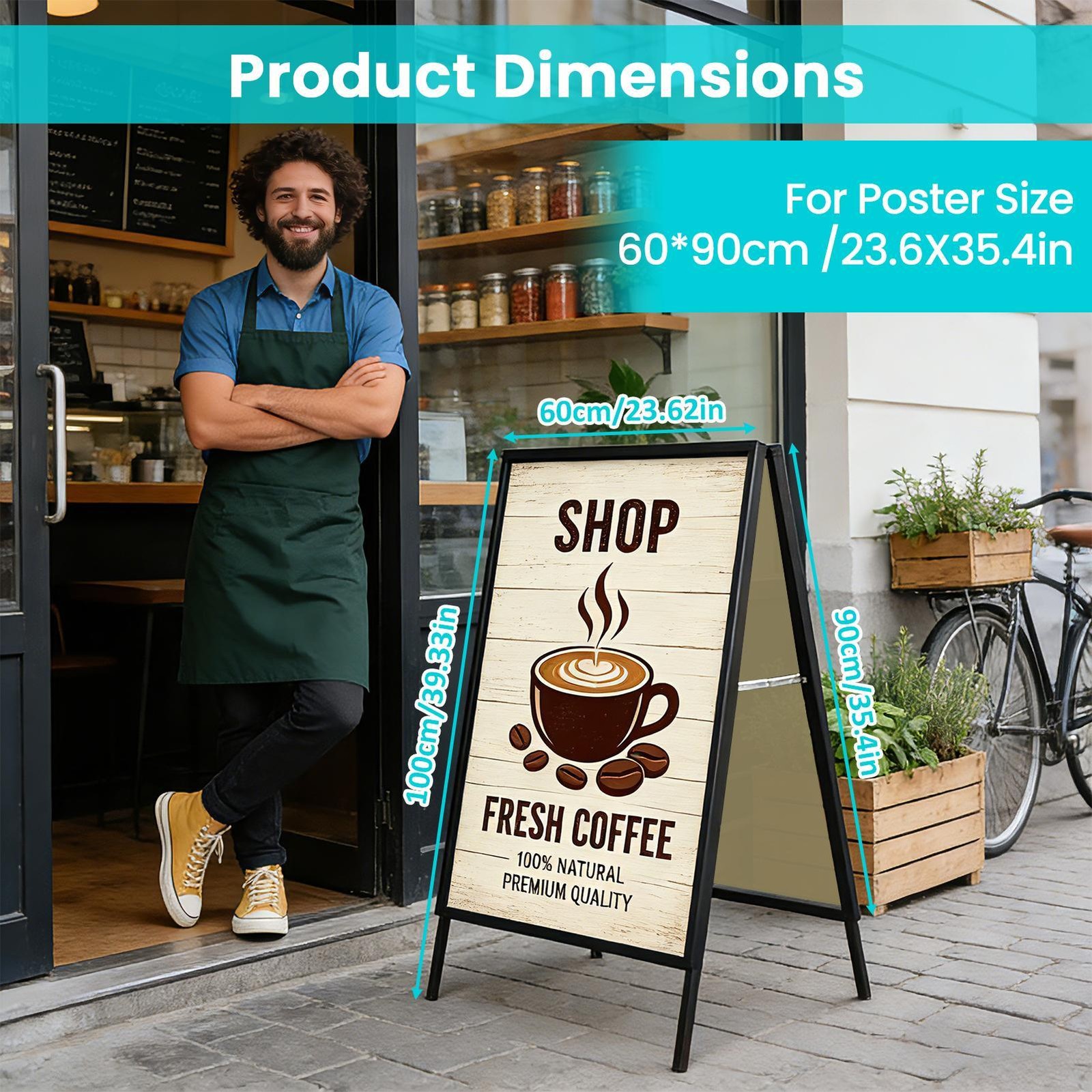 24 x 36 Inch A Frame Sign Double-Sided Folding Sandwich Board Heavy Duty 2pcs