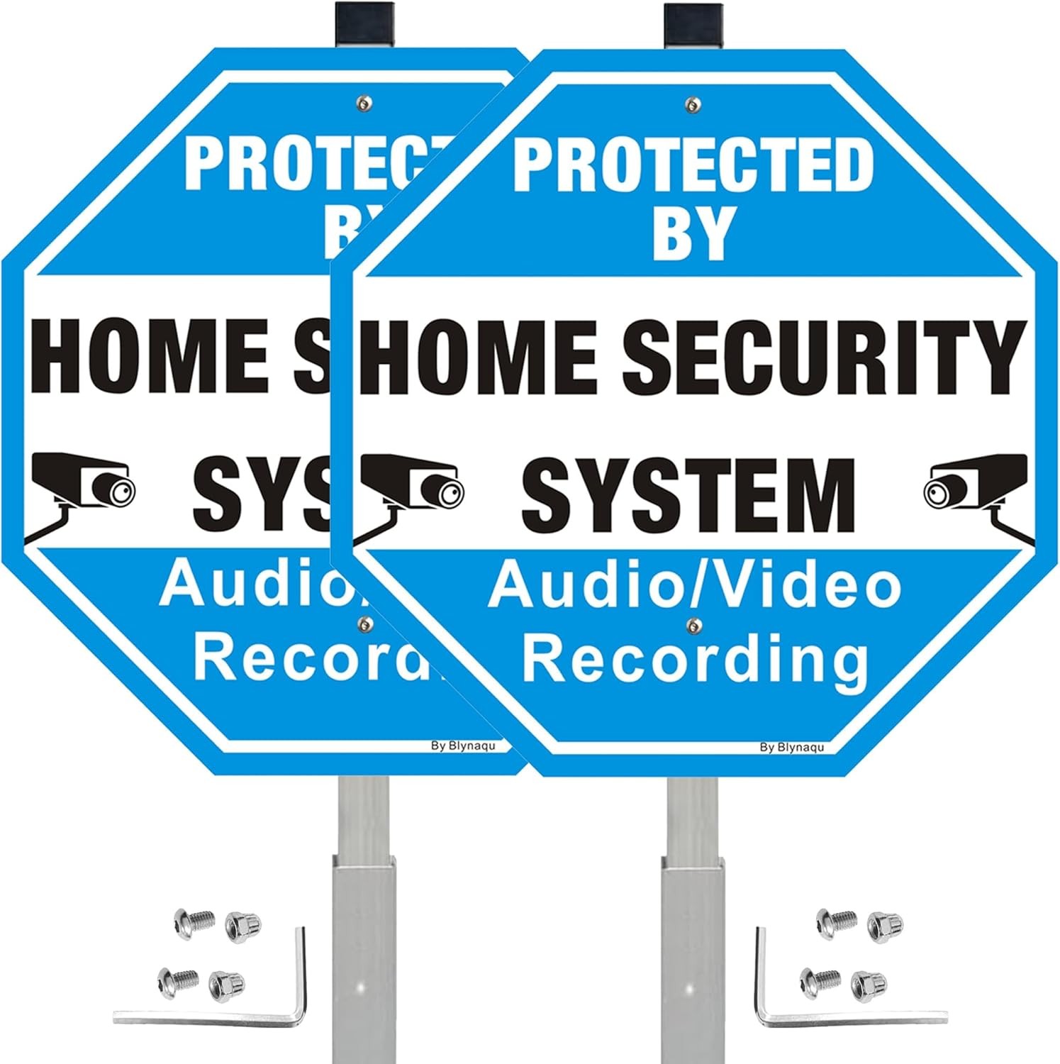 2Pack Protected By Home Security System Signs with 36&Prime; Alloy Stakes, 12&Prime; x 12…