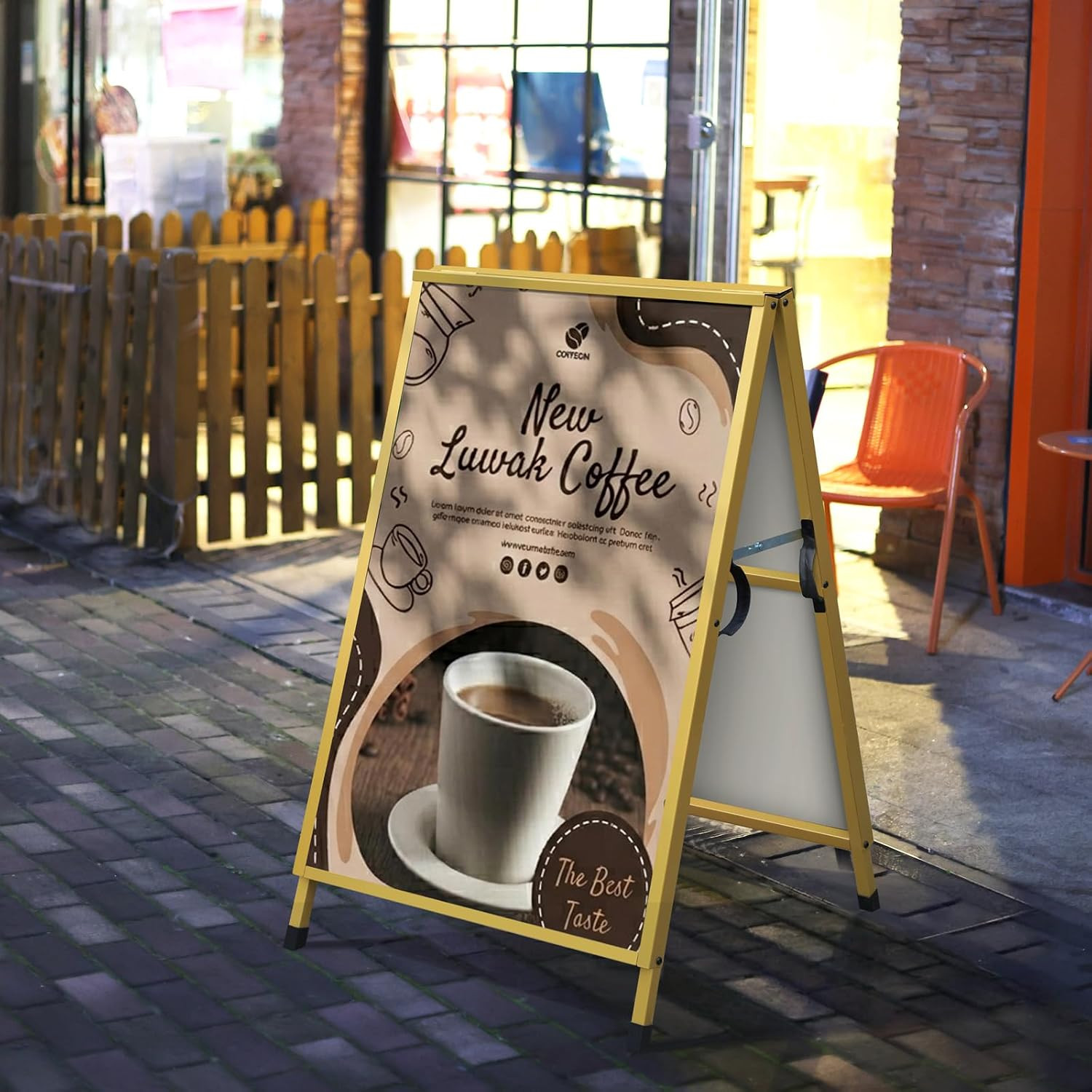 Heavy Duty Slide-In Folding a Frame Sign Sidewalk Sign 24X 36 Inch Steel Metal D