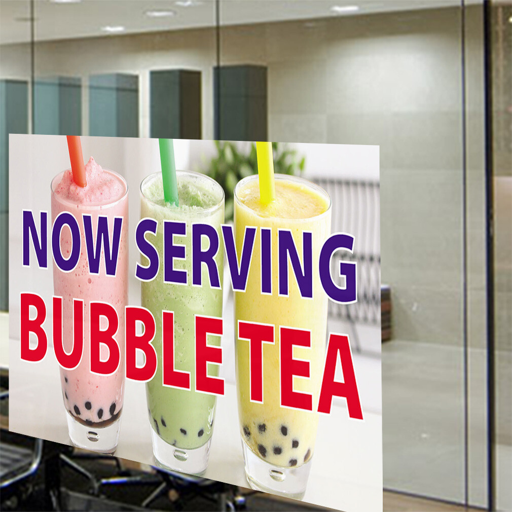 Decal Stickers Now Serving Bubble Tea Advertising Printing Store Sign Label
