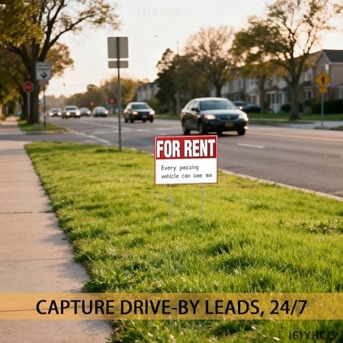 2 Pack For Rent Sign with Stakes, 17×13&Prime; Double-Sided Yard Sign – Extra Large Wr