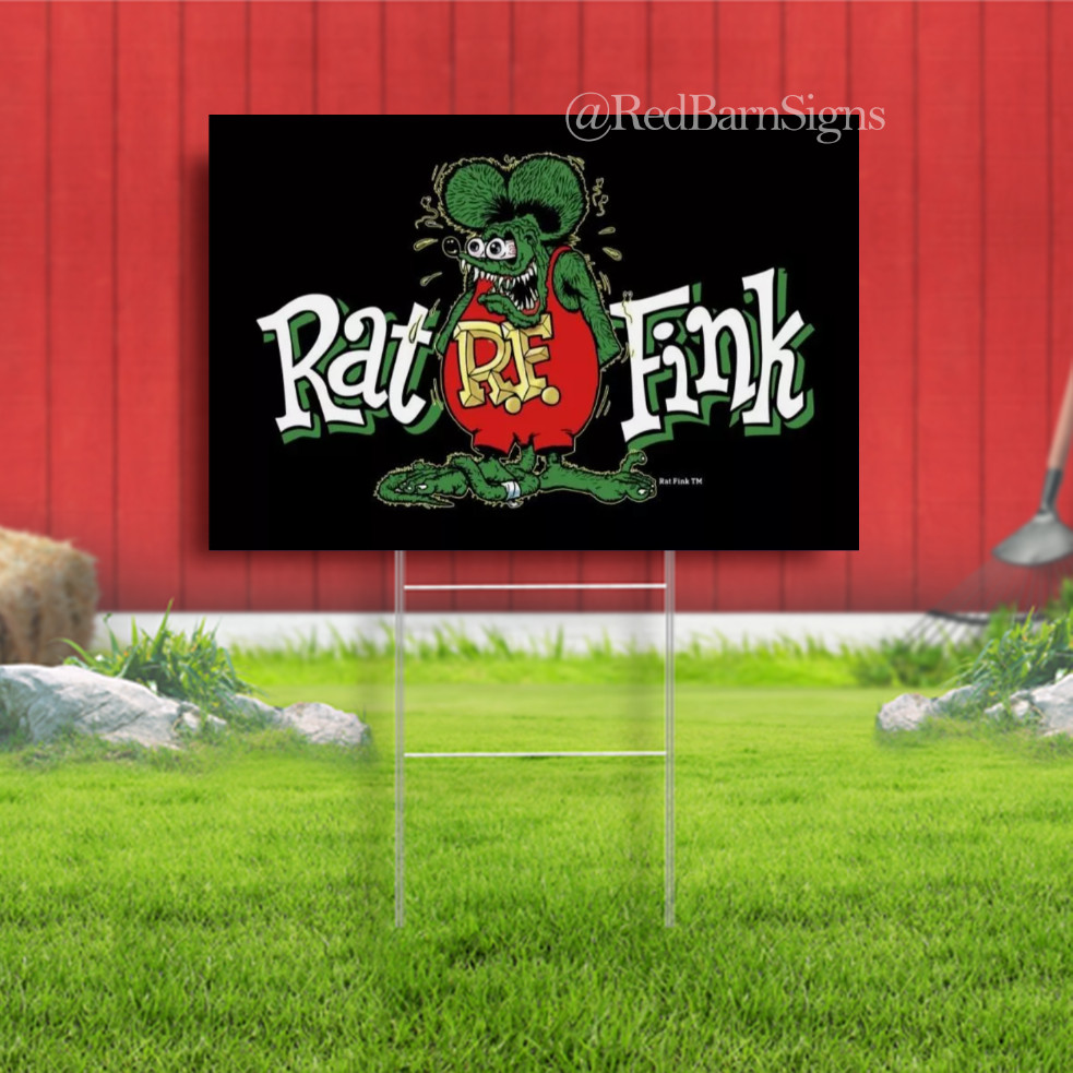 Rat Fink Yard Sign Matco Cloth Hot Rod Ford Chevy Mustang Mopar Yard Sign