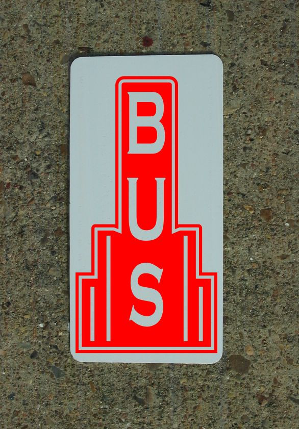 BUS RED Metal Sign 40&rsquo;s 50s Retro Vintage Style Art Deco Decor Design