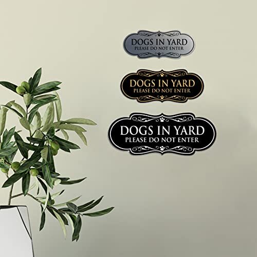 Signs ByLITA Designer Dogs in Yard Please Do Not Large (3&Prime; x 9&Prime;) Black Gold