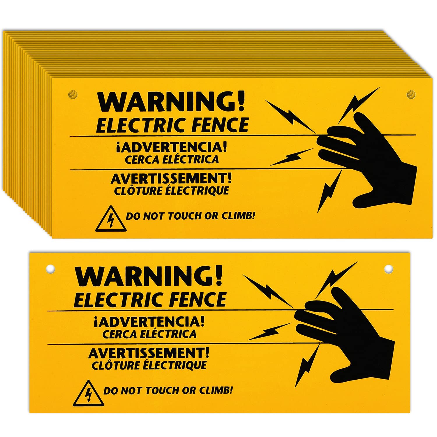 24 Pieces Electric Fence Warning Signs 10 x 4 Inch Plastic Danger Electric Fe…