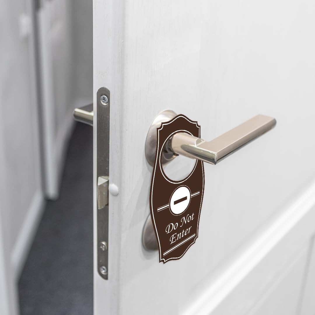 Do Not Enter Door Hanger Brushed Silver 4×8 Inch Privacy Sign Office Home