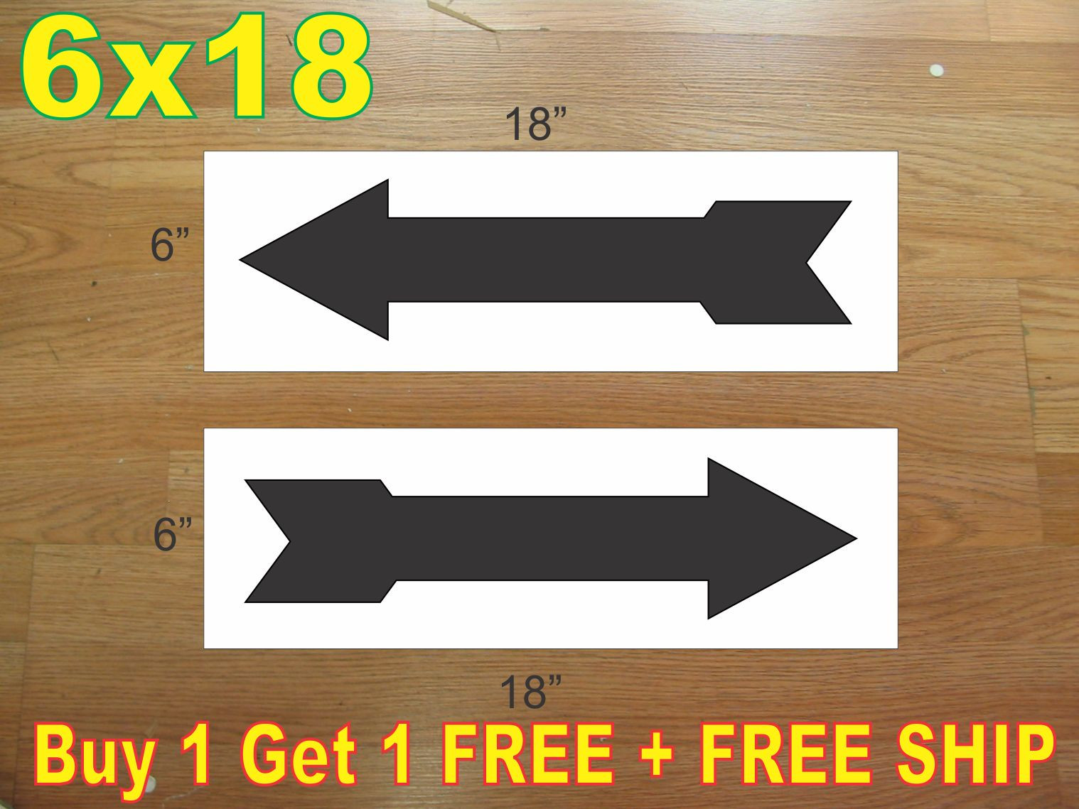 6&Prime;x18&Prime; ARROW Black REAL ESTATE RIDER SIGNS Buy 1 Get 1 FREE 2 Sided