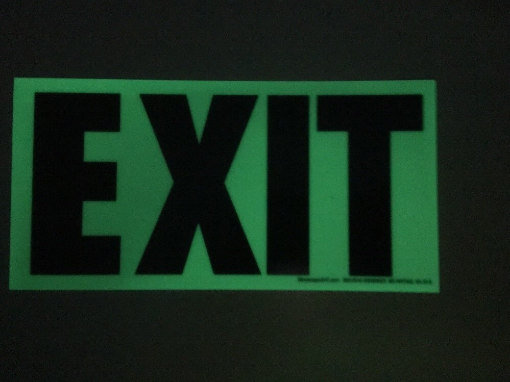 PHOTOLUMINES EXIT DOOR EGRESS SIGN. ALUMINUM 4 3/4 -9 1/2” GS4688ES GLOWSCAPE