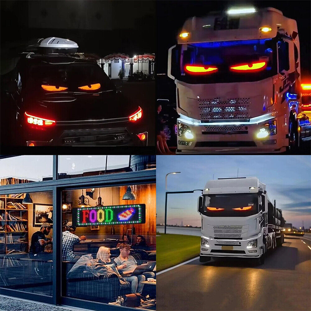LED RGB Car Eye Sign Animation Matrix USB Panel DIY Programmable Bluetooth LED
