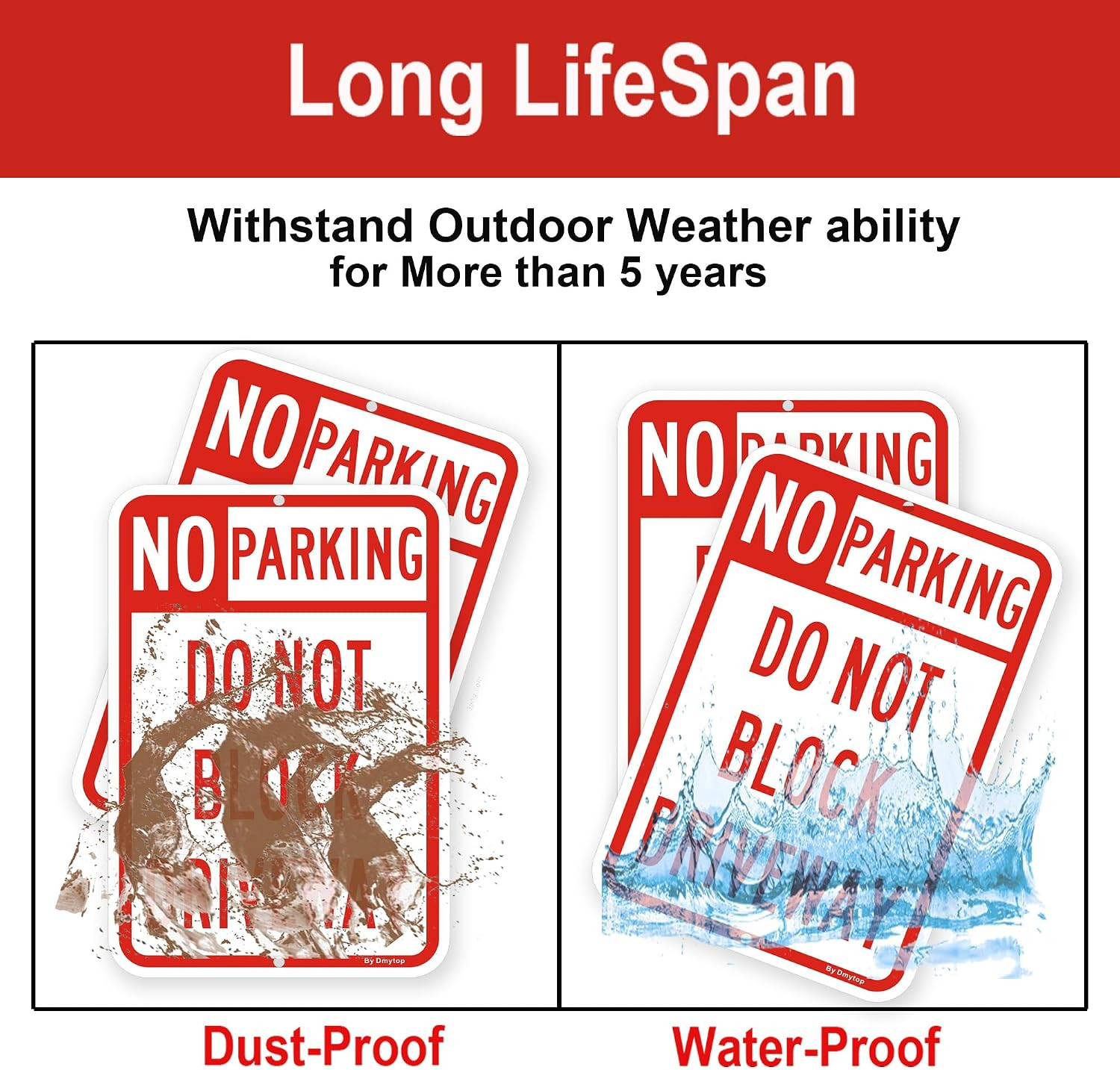 2 Pack Large No Parking Sign Do Not Block Driveway Sign, 18 X 12 Inches Rust Fre
