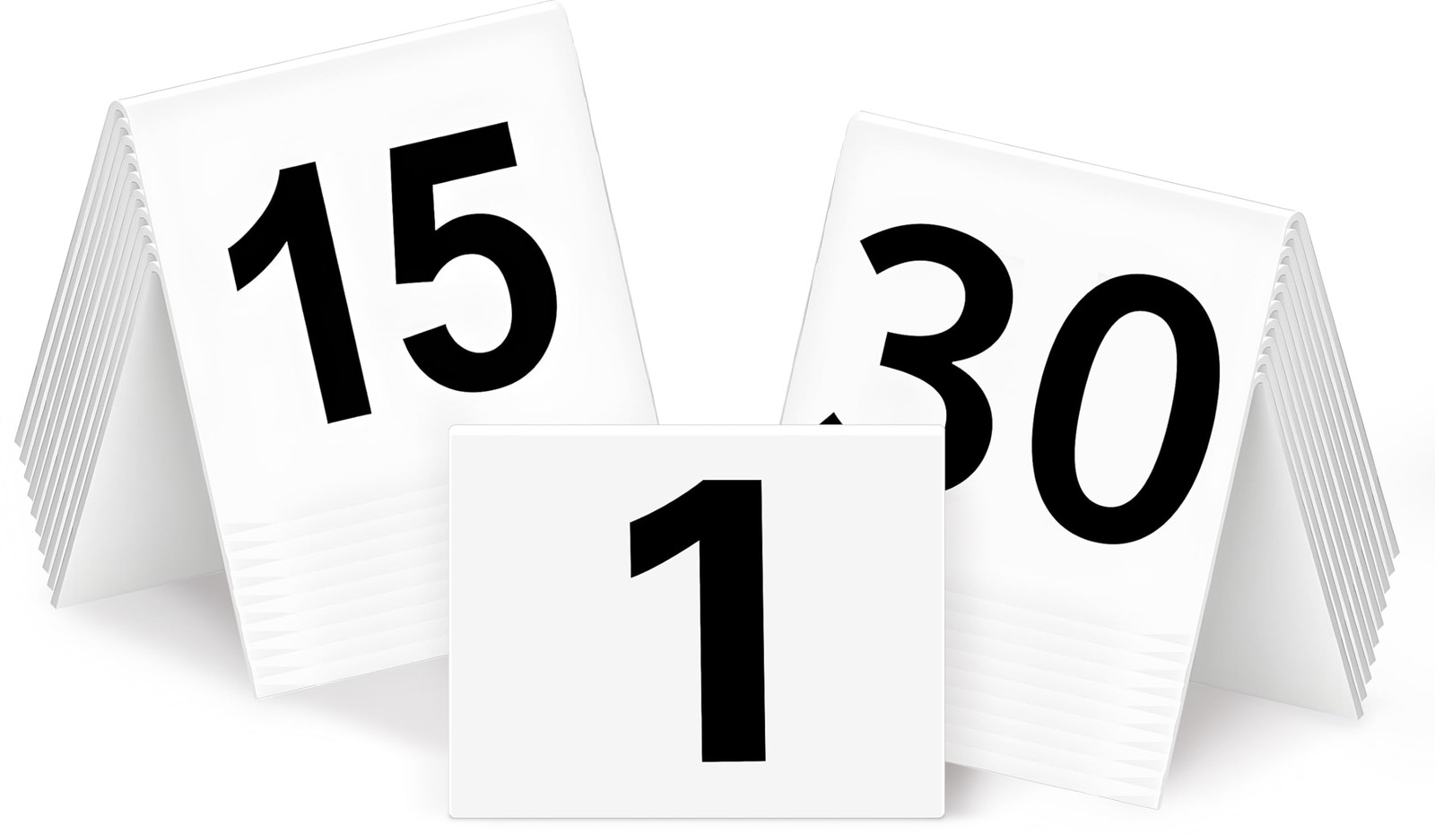 30 Pack Restaurant Table Numbers Double Side Acrylic Tent White 3.4×2.2 Inch