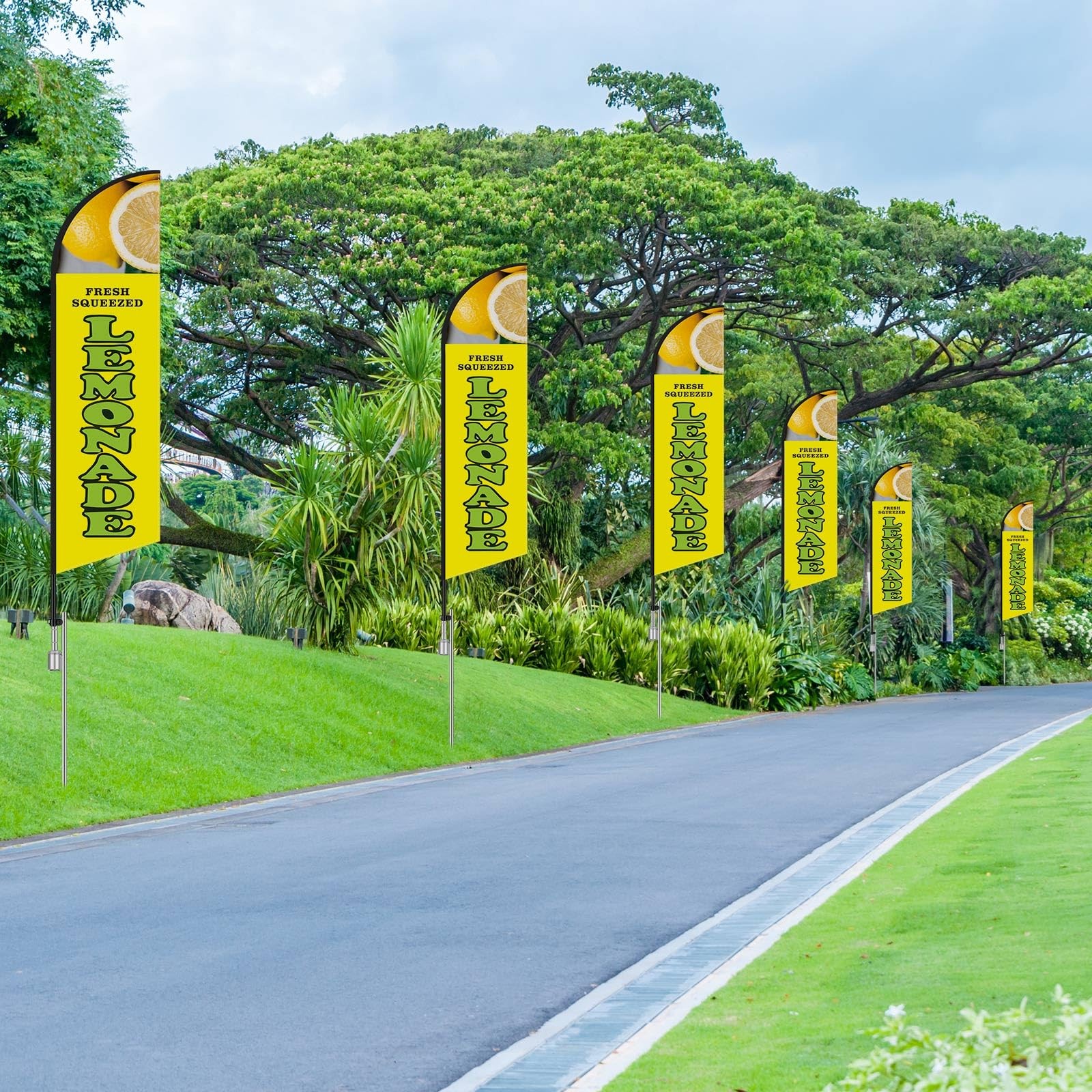 Hunnmingre 11.2 Ft Classic Lemonade Feather – Banner Ground Stake