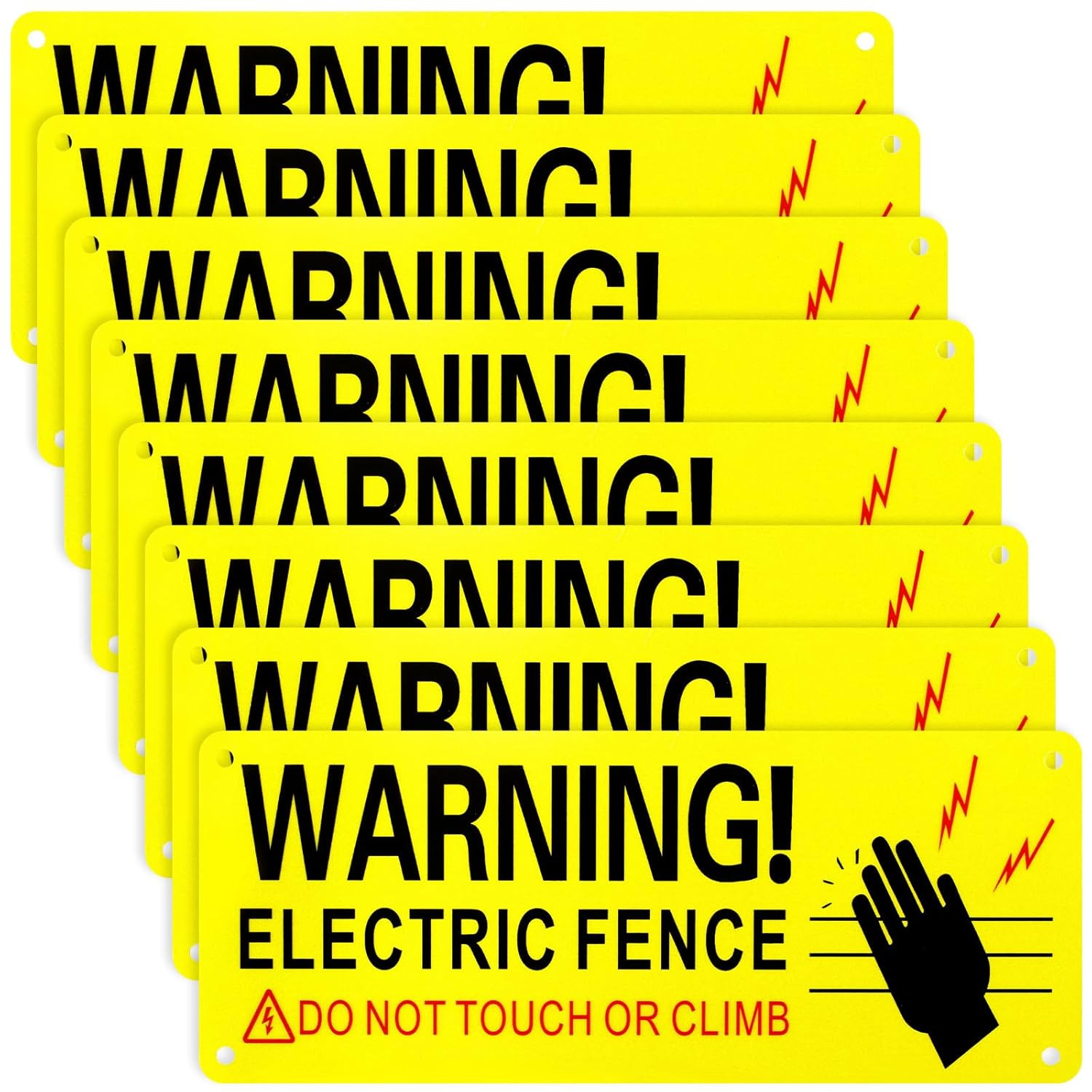 8 Pack Metal Electric Fence Warning Signs 10 X 4 Inches Reflective