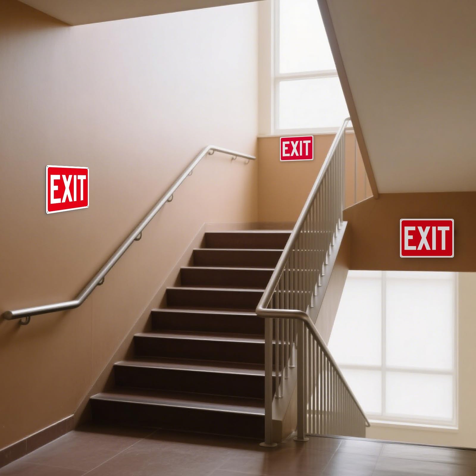 (2 Pack) Exit Signs, Aluminum Exit Sign with Red Background, Exit Signs for D…