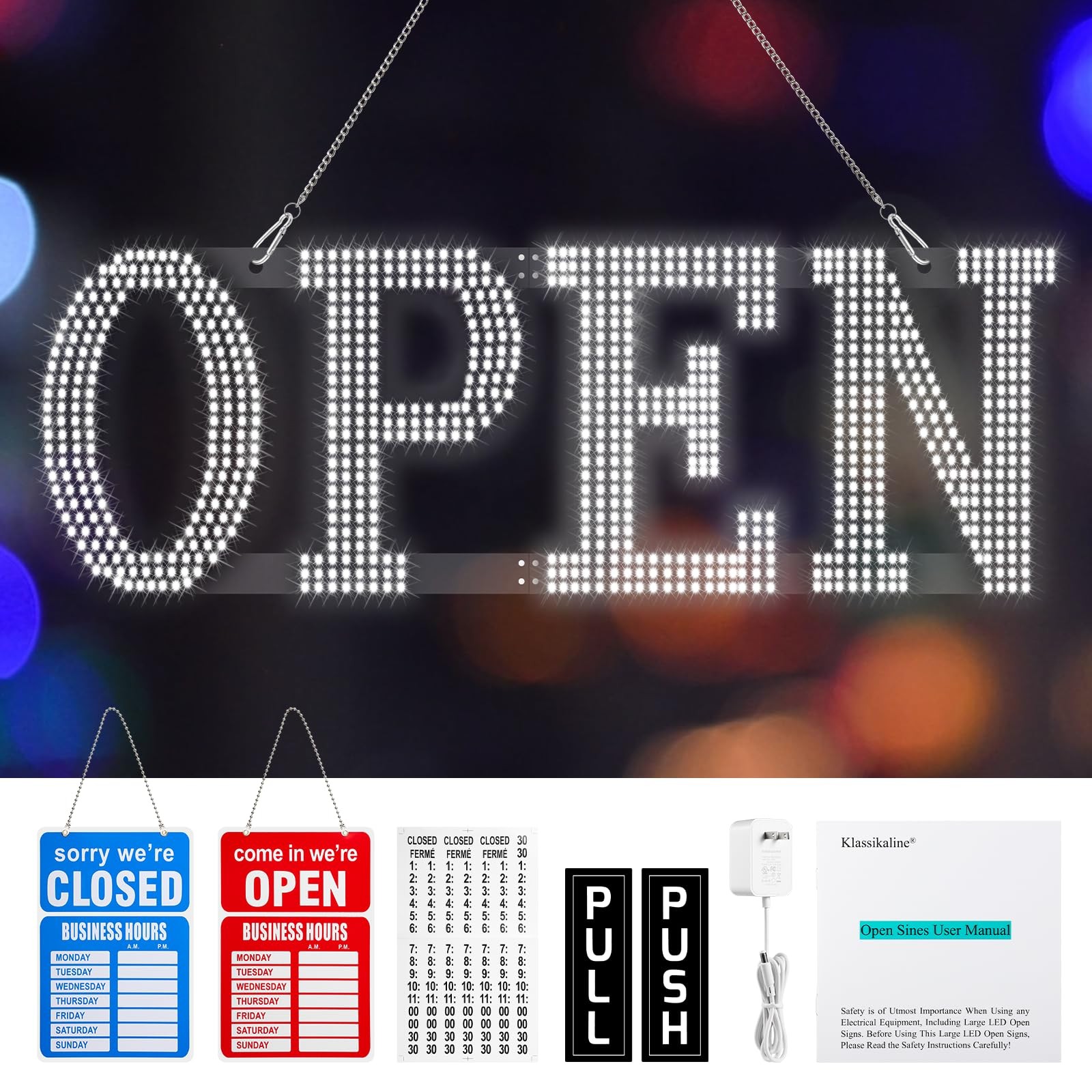 Open Signs for Business, Klassikaline 40&Prime;L x 14&Prime;W Inch Ultra Bright Large LED…