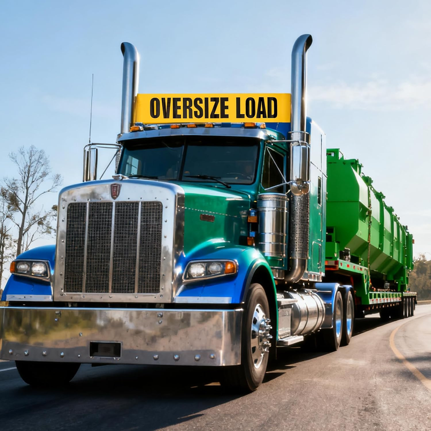 2 Pack Oversize Load Signs for Trucks, 12 X 60 Inch Wide Load Banner with Gromme