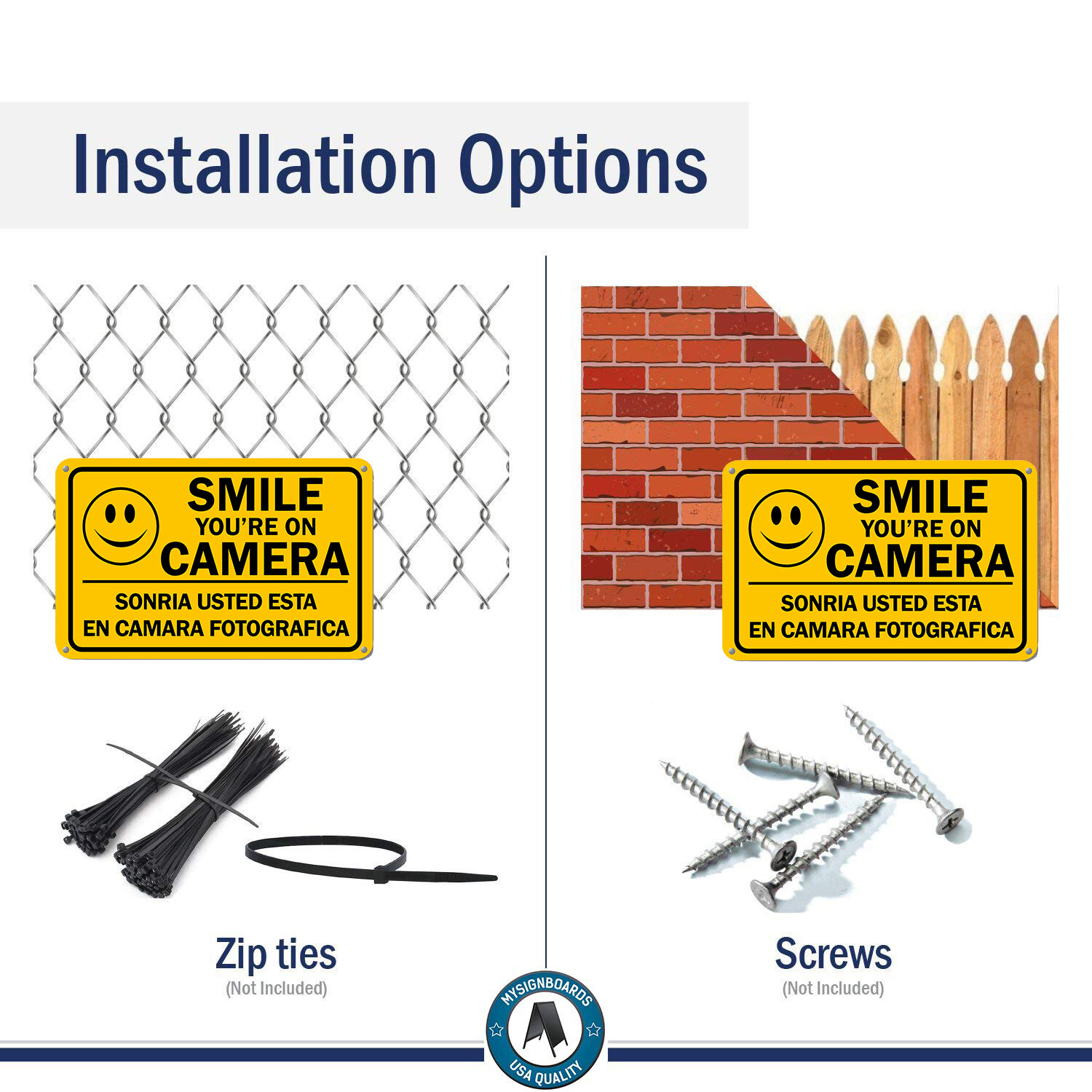 Smile You are on Camera Sign Video Security Surveillance Signs English Spanish