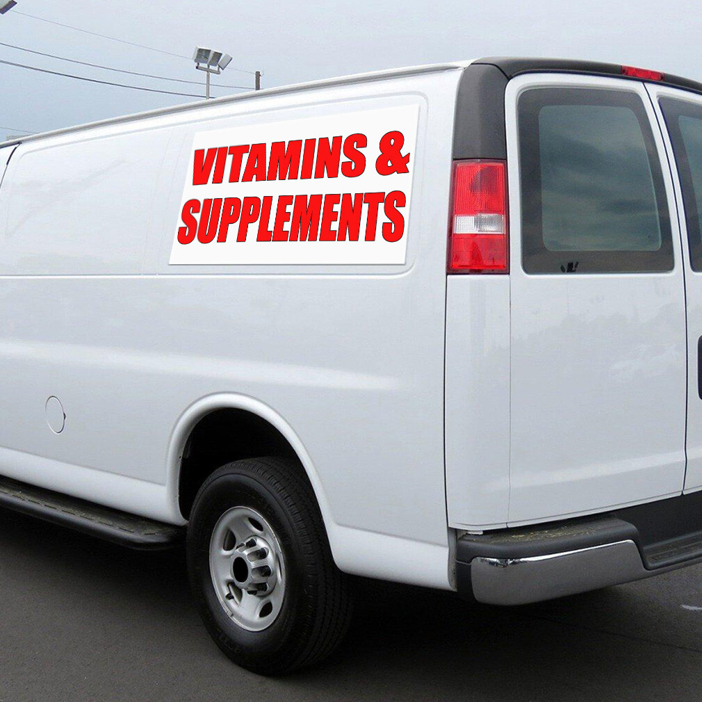 Car Magnet Set of 2 Vitamins and Supplements Car Advertising Industrial Sign