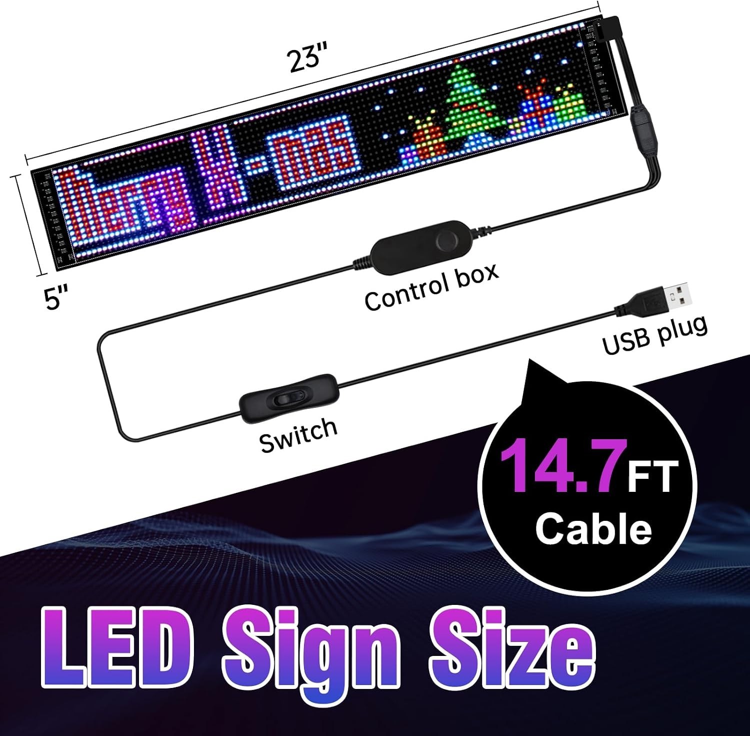 Customizable Car LED Display, Bluetooth Control, Waterproof