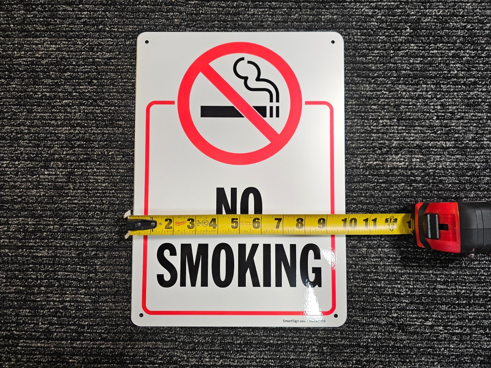 (QTY 5) SmartSign T2DR “No Smoking” Metal Sign with Symbol 40 mil 14 x 10 inch