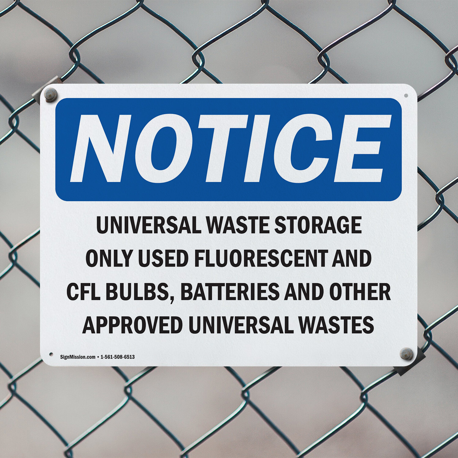 (2 Pack) Universal Waste Storage Only Used Fluorescent OSHA Notice Sign Decal